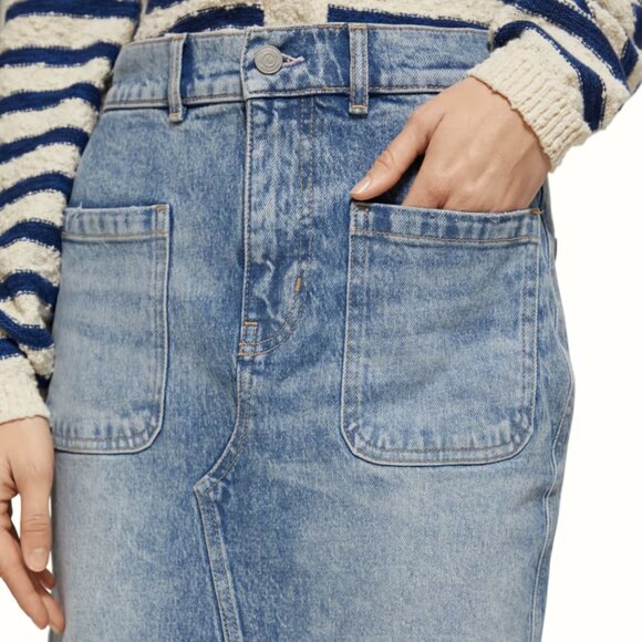 Scotch & Soda Patch Pocket Denim Midi Skirt (NWT) - Picture 2 of 6